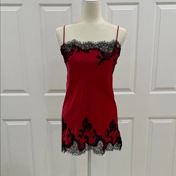Victoria's Secret Red Chemise with Black Lace NWOT - Picture 1 of 5